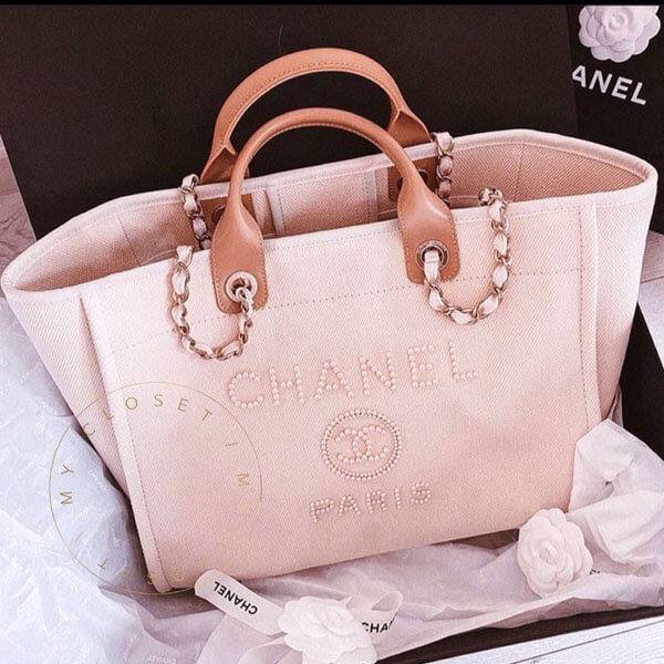 シャネル ドーヴィール コピー 争奪戦ロゴが目立って可愛い DEAUVILLE ロゴトートバッグ トート L